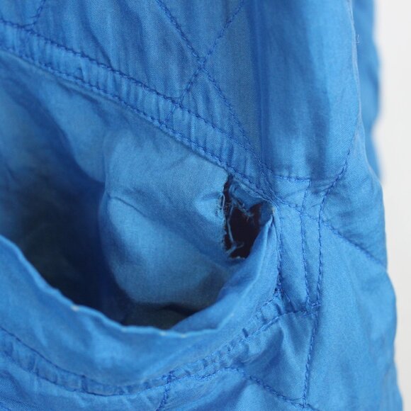 Vintage Carole Little Blue Quilted Silk Zip Up Home Coat Jacket - Picture 16 of 16